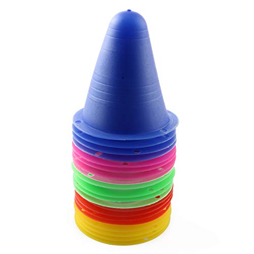 RLECS 20pcs Universal Skating Marker Cones Roller Sport Marker Cup Speed Training Equipment Slalom Roller Skate Pile Marking Cup, 5Colors (Green, Blue, Red, Yellow, Pink)