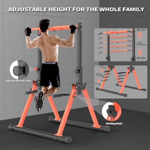 Pull-Up Dip Station Pull-Up Chin-Up Weight Capacity 350LBS - color: tangerine