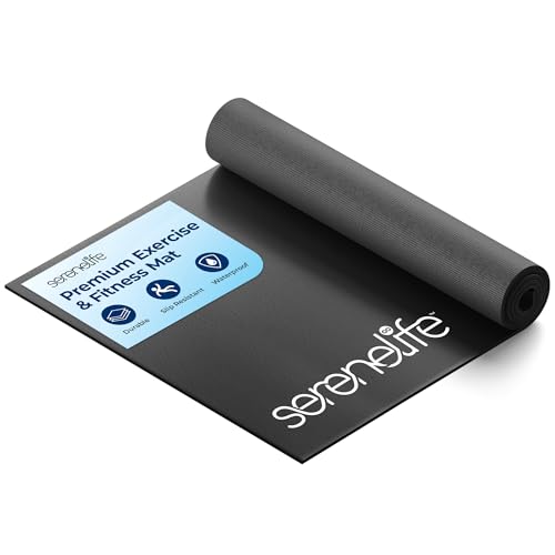 SereneLife Yoga Mat 30" x 60", 6mm Extra Thick Non-Slip Fitness Mat, Soft & Durable Exercise Mat for Gym, Cardio, Pilates, Stretching, Floor Workouts, Lightweight, Travel-Friendly, Men & Women
