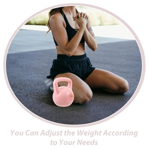 FOMIYES Water Fillable Kettlebell 4kg Pink for Women, Yoga Hand Weight with Handle, Portable Home Fitness Equipment for Strength Training and Arm Workout