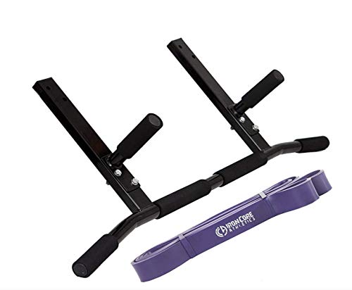 Joist Mount Pull Up Bar with Pull Up Assistance Bands - Commercial Gym Quality Pullup Bar with 41" Loop Exercise Pull-Up Assist Bands - color: Purple