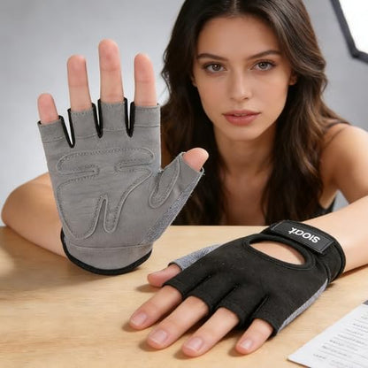 IZUS Men Fingerless-Cycling-Gloves Women Workout-Gym-Gloves Non-Slip Palm Breathable Grip for Weight Lifting,Training,Fitness
