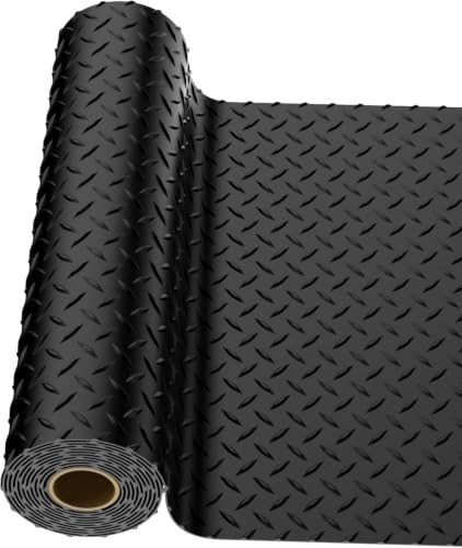 4x15 FT Garage Floor Mat, 2.8mm Thickened Diamond Plate - color: Black, size: 4x15 FT