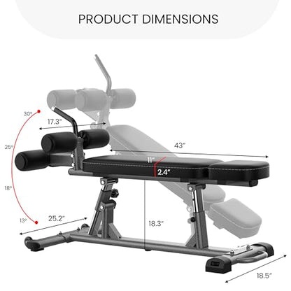 Finer Form Gym-Quality Adjustable Sit Up Ab Bench & Decline Weight Bench for Home Gym Strength Training.