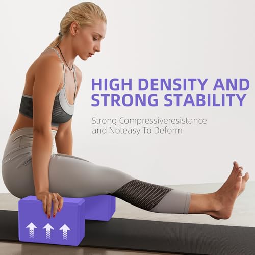 Large Foam Yoga Block 1 Pack, 9x6x4 Sturdy Pilates Block, Workout Block, Non Slip Surface Yoga Brick for Pilates Meditation, Stretching and Toning - color: Violet