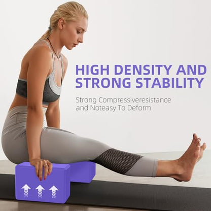 Large Foam Yoga Block 1 Pack, 9x6x4 Sturdy Pilates Block, Workout Block, Non Slip Surface Yoga Brick for Pilates Meditation, Stretching and Toning - color: Violet