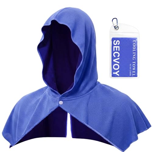 1 Pack Cooling Hoodie Towels for Neck and Face, UPF 50 Sun Protection & Instant Cooling Towels for Hot Weather, Soft Breathable Towel for Work Out, Sport, Gym, Camping & More Activities - color: 1-dark Blue