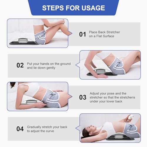 ZhanHao Back Stretcher for Lower Back Pain Relief,Adjustable Lumbar Traction Device, Ergonomic Spine Board with Acupressure Points,Back Massager for Spinal Decompression and Scoliosis