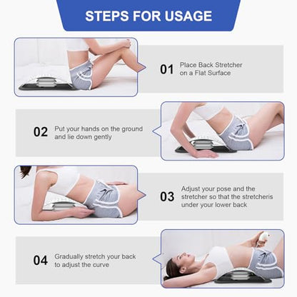 ZhanHao Back Stretcher for Lower Back Pain Relief,Adjustable Lumbar Traction Device, Ergonomic Spine Board with Acupressure Points,Back Massager for Spinal Decompression and Scoliosis