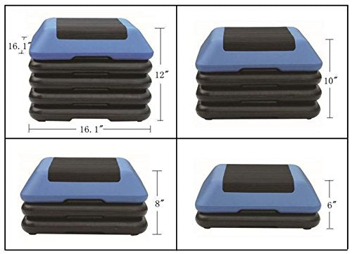 16" x 16" Adjustable Workout Aerobic Stepper in Fitness & Exercise W/4 Risers (Blue & Black)