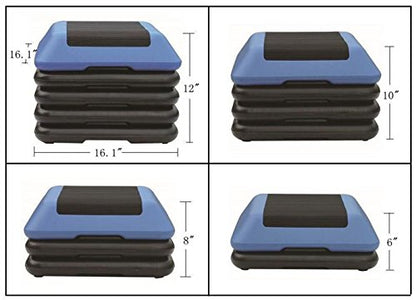 16" x 16" Adjustable Workout Aerobic Stepper in Fitness & Exercise W/4 Risers (Blue & Black)