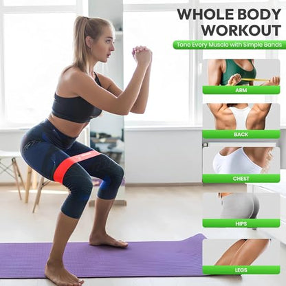TonedUp Resistance Loop Exercise Bands - Pack of 5 Resistance Loops Coded Strength Levels, Instruction Guide & Carry Bag, Heavy Duty Stretching & Workout Bands for Women & Men