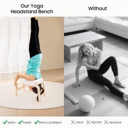 Headstand Bench ,Yoga Headstand Bench for Beginners , Feet Up Trainer Headstand Stool,Inversion Bench,Yoga Chair with Comfort Cushion ,Safe Shoulder Stand & Handstand Tool ,440lb Capacity (White)