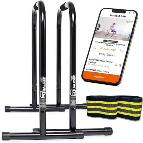 Lebert EQualizer Total Body Strengthener – Portable Dip Station for Full Bodyweight Training – Includes Hip Resistance Band & Online Coaching – Available in Standard & XL Sizes - color: Matte Black XXL