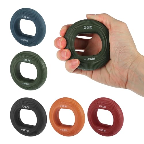 Hand Grip Strengthener, Fingers Exerciser - Silicone Rings for Muscle Training Sports Rock Climbing Finger Rehabilitation,6 Resistance Levels - color: Green(30/40LB)