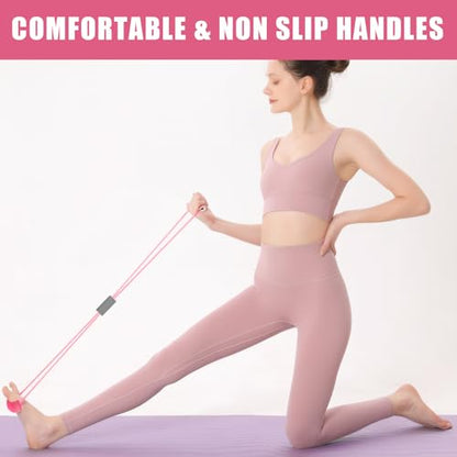Saludea Resistance Band, 2 PCS with Handles Figure 8 Resistance Band, Yoga Gym Fitness Pulling Rope for Full Body Workout Arms Shoulders Back Legs and Buttocks (Pink)