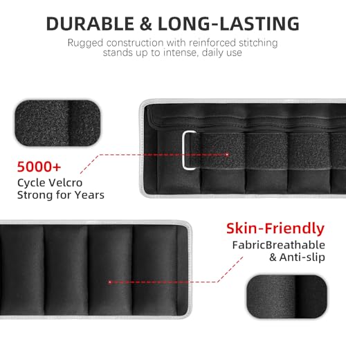 Adjustable Ankle Weights Set 1 Pair 2-10 lbs, Comfortable Leg Weights for Walking, Running, Pilates, Yoga, Home Workout & Physical Therapy