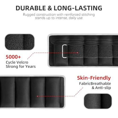 Adjustable Ankle Weights Set 1 Pair 2-10 lbs, Comfortable Leg Weights for Walking, Running, Pilates, Yoga, Home Workout & Physical Therapy
