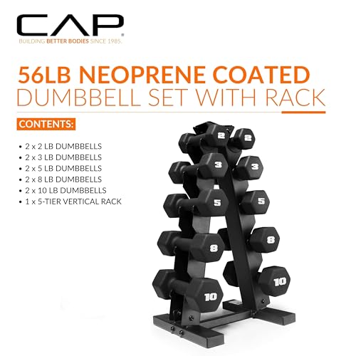 CAP Barbell Neoprene Dumbbell Weights Pairs & Sets | Black - style: 56 lb Set