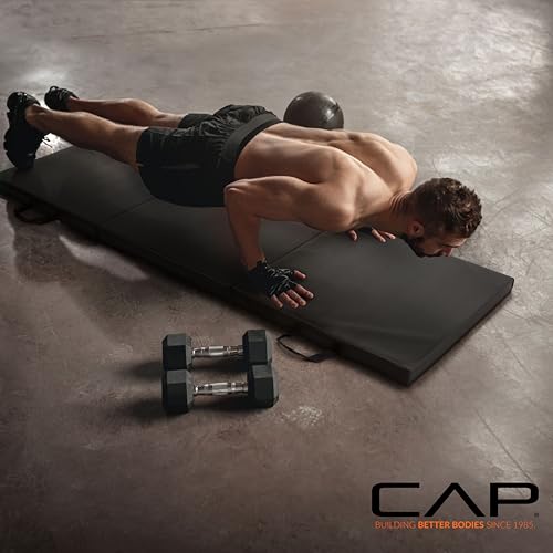 CAP Barbell All Purpose Folding Anti Tear Exercise Training Aerobic Fitness Gym & Gymnastics Balance Mat | Multiple colors - color: Blue, style: 6' x 2' x 2.0" Thick