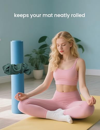 Yoga Mat Scrunchie - Holds Your Yoga Mat in Style - Durable & Elasticity Fabric - Fits All Standard Yoga Mats (mat not included) - color: Dark Green