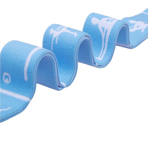 Yoga Strap with 10/12 Loops - Multi-Functional Stretch Band for Pilates, Dance, Gymnastics, Physical Therapy, Flexibility & Resistance Training, Ballet, Latin Workouts - color: Blue