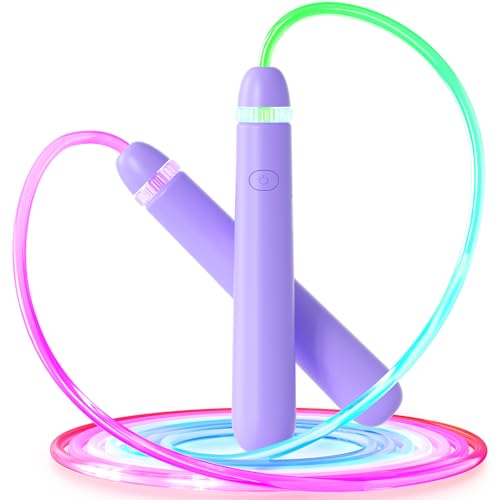 LED Light Up Jump Rope for Kids – Glow, Rechargeable, Exercise - color: Purple