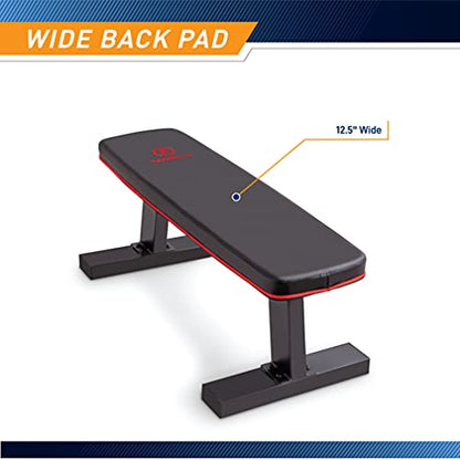 Marcy Flat Utility Weight Bench for Home Gym Weight Training and Ab Exercises - color: Deluxe - Red Trim