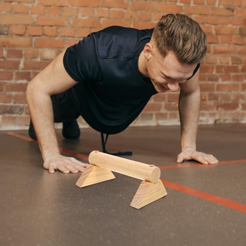 GANAZONO Push-up Handles Set with Non-slip Pads, Pine Wood Exercise Handles 21x13x8.7cm, Fitness Accessory for Home Workout and Strength Training