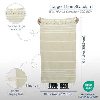 TFLC Turkish Cotton Kitchen & Bath Towels, Set of 2, 40x18”, Green & Blue - color: Green & Blue, size: 40x18" - Set of 2