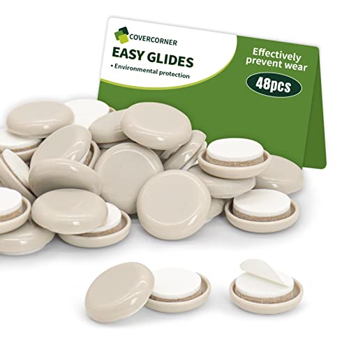 Furniture Sliders for Carpet 48 PCS - 1" Beige - size: 48 PCS 1 inch Beige