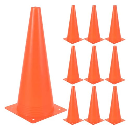 Toddmomy 10pcs Soccer Cones: Plastic Sports Training Cones, Agility Field Marker for Soccer, Skating, Drills, Football, Basketball, Outdoor Activity Orange 12 inch