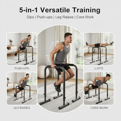 Adjustable Dip Bars, 440LBS Heavy Duty Dip Station for Home Gym, Stable Calisthenics Bars with Anti-Slip Grips for Upper Body Workout, Push Up Bars Portable Dip Stand (32"-36" Height)
