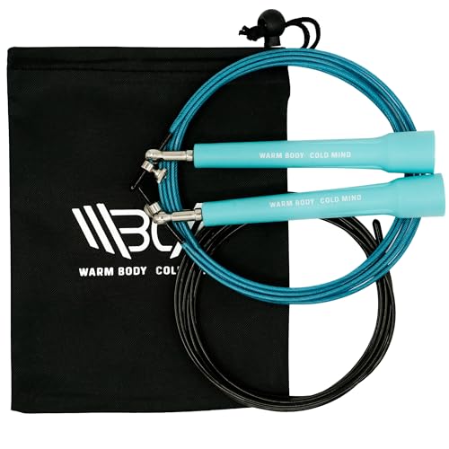 WARM BODY COLD MIND Adjustable Jump Rope For Men and Women, Speed Jump Rope, Skipping Rope for Weightlifting, Boxing, Gym, Outdoor or Indoor Sport, Fitness - color: Aqua Blue