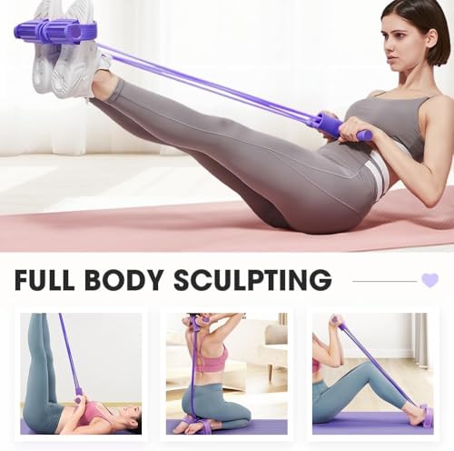 Multifunctional 6 Tube Elastic Yoga Resistance Bands for Waist Arm Leg Stretching, Affordable Training Aid, Latest Upgrade Sit Up Exercise Equipment for Women Men (Purple) - color: Purple;