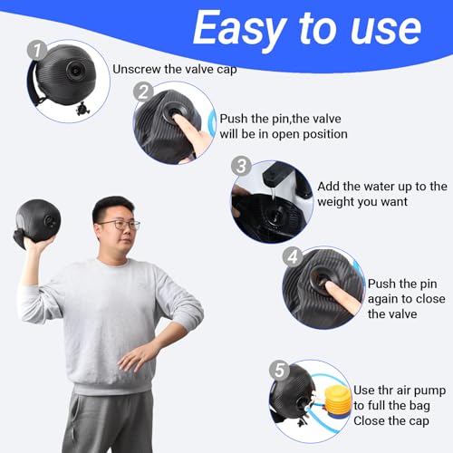Heavy Aqua Bags-Water weight Bag 12-66Ibs - Unstable Core Water Weight Ball,Adjustable Workout Sandbag Alternative for Full Body Exercise, Portable Stability & Balance Trainer for Instability Training