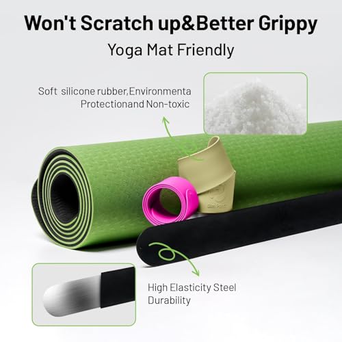 Yoga Mat Strap Slap Band, One Snap Keeps Mats Tightly Rolled, Heavy-Duty Clasp Fits Most Size Mats(24" L X 2" W) - color: Beige