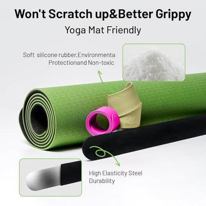 Yoga Mat Strap Slap Band, One Snap Keeps Mats Tightly Rolled, Heavy-Duty Clasp Fits Most Size Mats(24" L X 2" W) - color: Beige