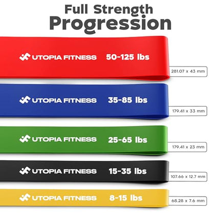 Utopia Fitness Pull Up Bands, Pull Up Resistance Bands Set of 5, Heavy Duty Pull Up Assistance Bands 8-125 lbs, Resistance Bands for Working Out, Strength Training, Physical Therapy for Men & Women