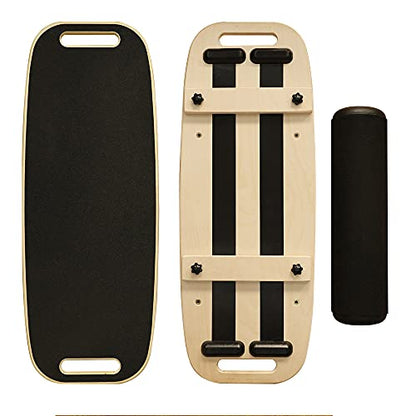 Balance Board, Stability Core Trainer, Training Board for Exercise, Fitness, Non-Slip Deck and Roller, with Adjustable Stoppers