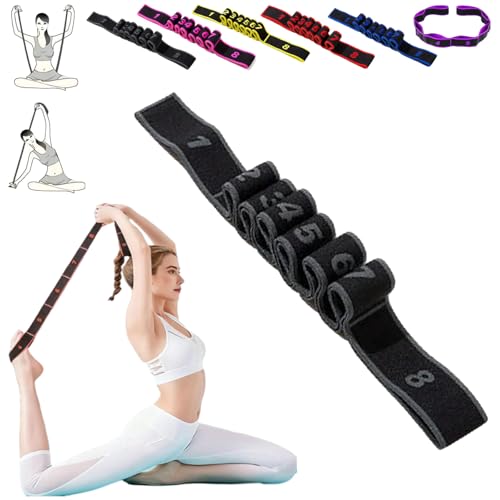 Fitness Resistance Band for Stretching and Yoga, Numbered Resistance Bands, 8 Loops Elastic Strap for Full Body Stretching Shaping, Progressive Flexibility Tool, Home Gym Gear - color: Gray