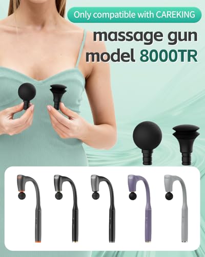 Massage Gun Head Replacement Massager Model 8000TR, Swan Neck 2- in-1 Massager Attachment, Air-Cushioned Flat & Ball Head Attachments
