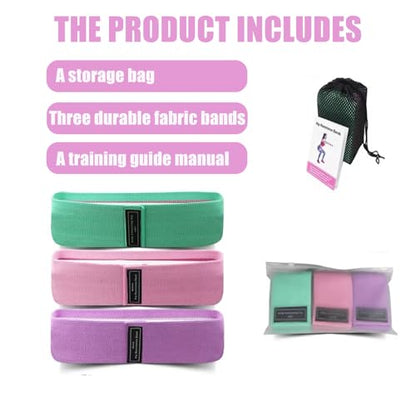 Resistance Bands for Working Out, 3 Levels Fabric Exercise Bands for Legs and Butt, Workout Bands for Women & Men, Booty Band for Yoga Starter Set, Pilates, Rehab, Fitness and Home Workout