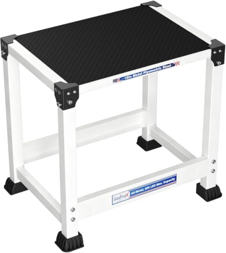 GanFindX Steel Plyo Box, 17×13 Inch Surface Metal Plyometric Jumping Box - color: White