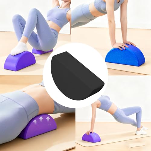 Half Round Yoga Block,Half Moon Balance Block,Multifunctional Exercise Brick Prop AntiSlip for Home Gym Workout Training - color: Black