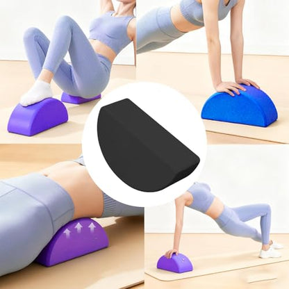 Half Round Yoga Block,Half Moon Balance Block,Multifunctional Exercise Brick Prop AntiSlip for Home Gym Workout Training - color: Black