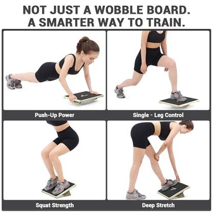 Sportneer 2-in-1 Balance Board – Adjustable Wobble & Slant Board for Core Strength, Stretching, Rehab, Standing Desk, Home Gym Workout