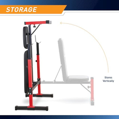 Marcy Deluxe Olympic Weight Bench with Adjustable Back & Bar Catch & Optional Arm Curl, Leg Developer, Lat Tower Attachments (Sold Separately), Personal Home Gym for Strength Training, Weightlifting - color: Standard Bench MWB-5511
