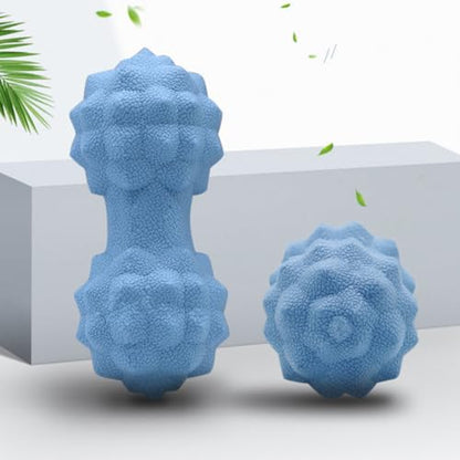 Silicone Peanut Massage Ball Double Lacrosse Muscle Massager for Trigger Point Therapy and Myofascial Release, Nordic Blue Fitness Roller for Yoga and Muscle Relaxation