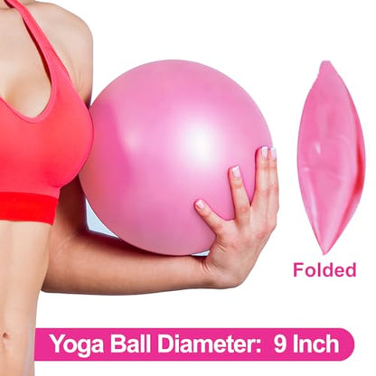 nononfish Mini Exercise Barre Ball for Yoga,Pilates, Stability Exercise Home Workout, Core Training and Physical Therapy Small Bender Ball 9 Inch with Inflatable Straw